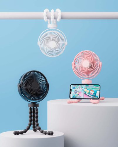Baba Biztonságos Polip Ventillátor - 7000mAh, Lámpával, Alakítható, Csendes
